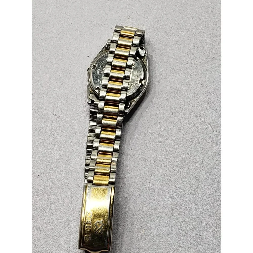Seiko SQ Ladies Watch 3E23-0A60 Two Tone Quartz Day Date Untested 941556